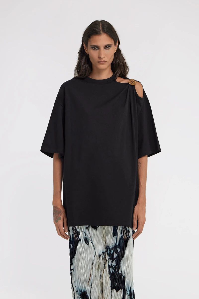 Black T-Shirt with Monogram RC Detail