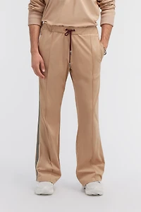 Beige Flared Trousers With Side Bands