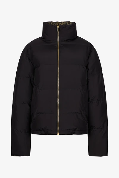 Leopard Jacquard Print Reversible Puffer Jacket