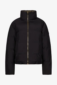 Leopard Jacquard Print Reversible Puffer Jacket