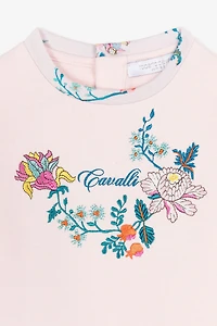 Logo and Floral-Embroidered Cotton Sweatshirt