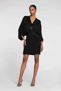 Bead-embellished short silk dress