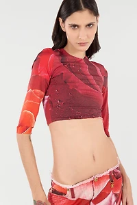 Rose-Print Crop Top