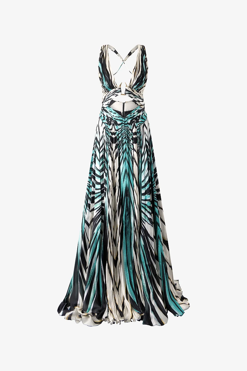 Ray Of Sea Print Maxi Dress Silk
