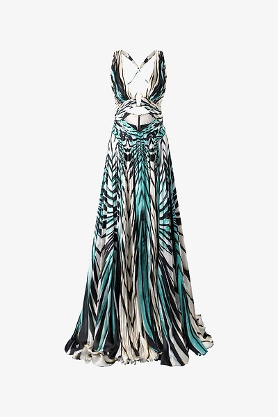 Ray Of Sea Print Maxi Dress Silk