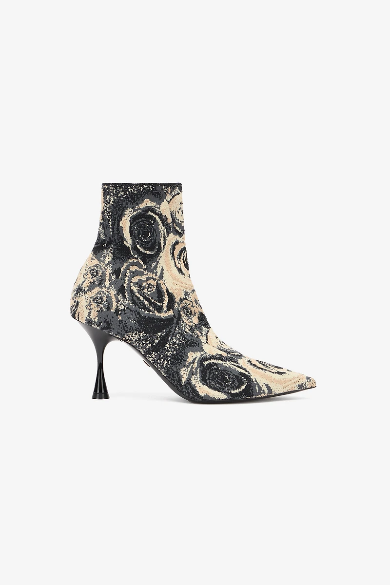 Ankle Boots With Rose Inlay