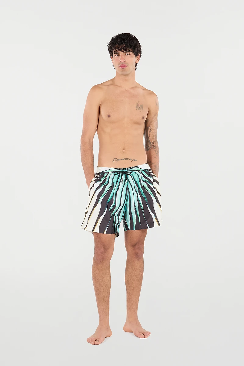 Ray Of Gold Print Nylon Sea Shorts