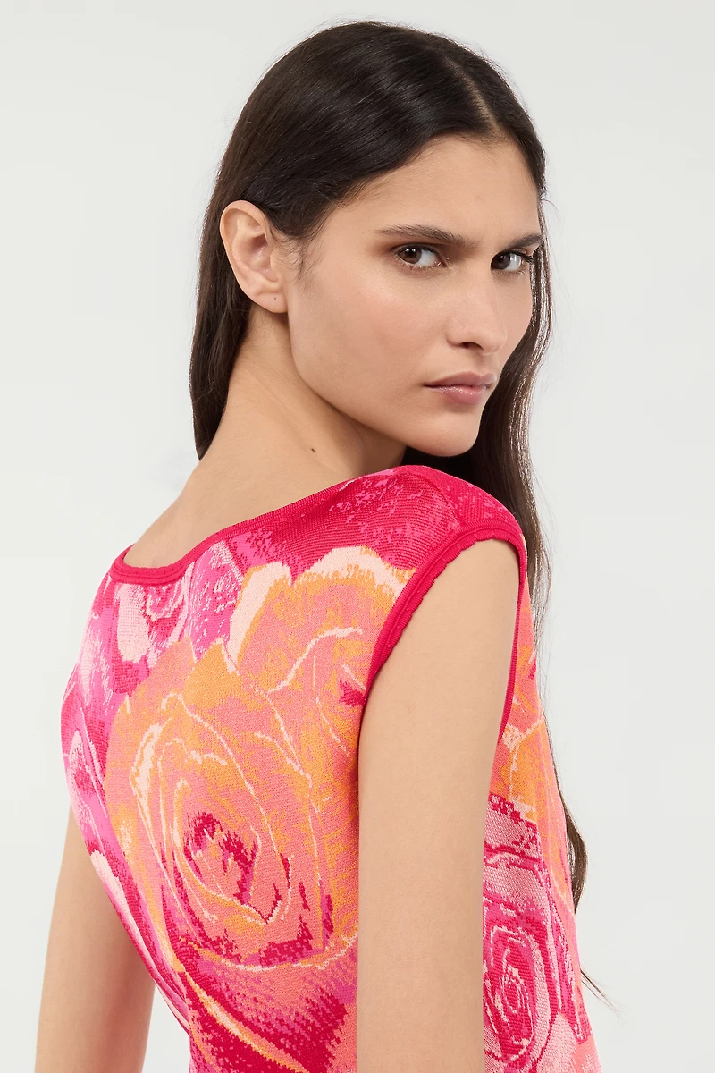 Mini Dress With Garden Rose Print