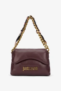 Just Cavalli Burgundy Shoulder Bag With Chain And Scarf