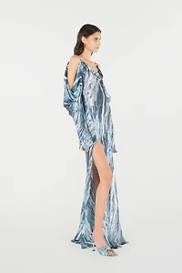 Marble-Print Flowing Dress