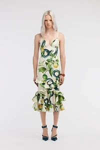 Lemon print midi dress