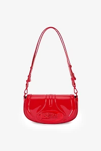 Red Glossy Shoulder Bag With Logo