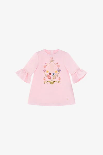 Floral Embroidered Pink Dress
