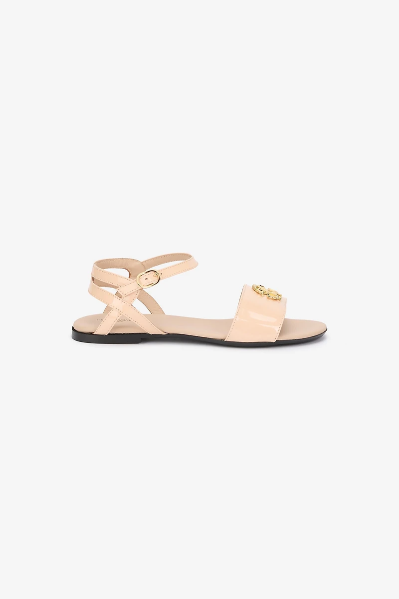 Nude Patent Sandal With RC Monogram