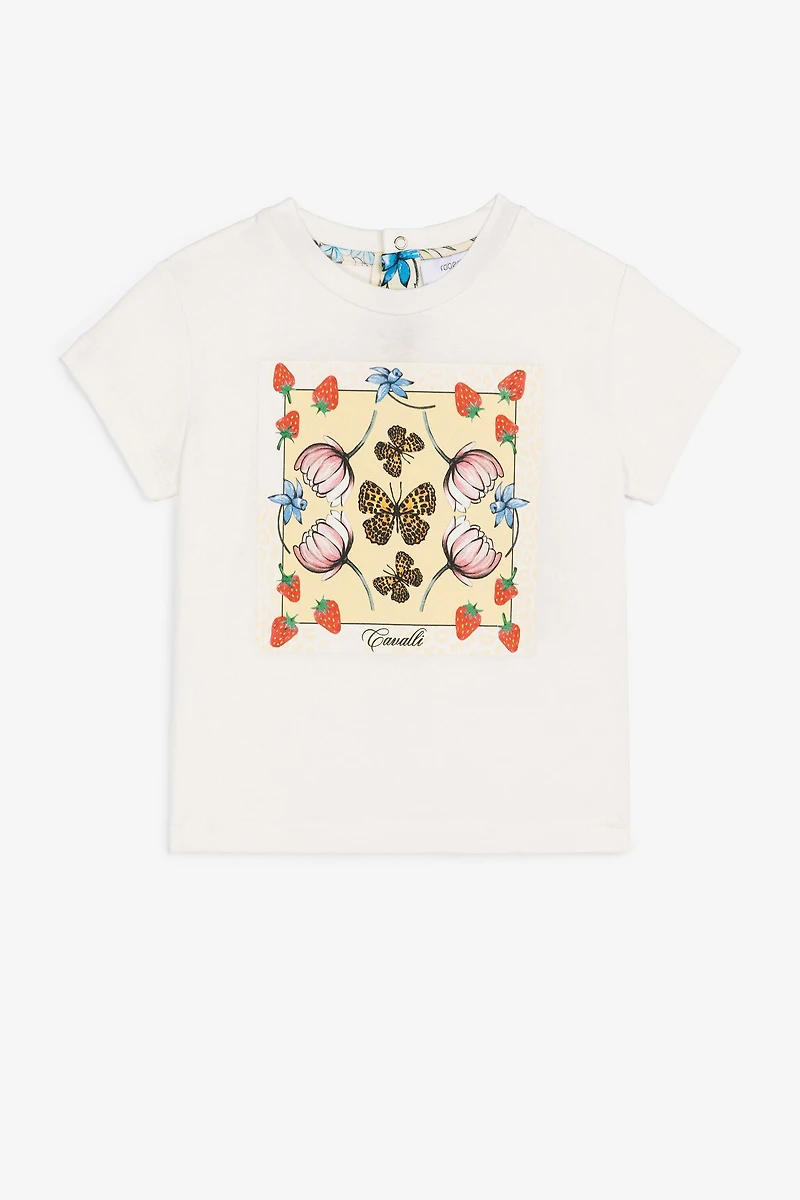 Strawberry And Butterfly-Print Cotton T-Shirt