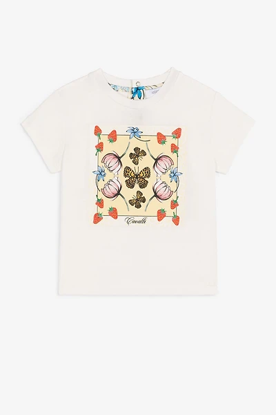 Strawberry And Butterfly-Print Cotton T-Shirt