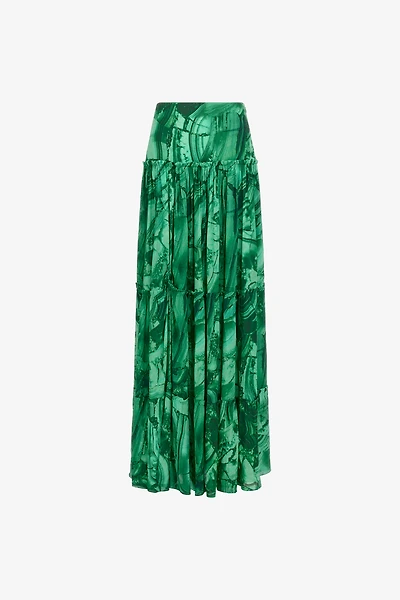 Malachite Print Long Skirt