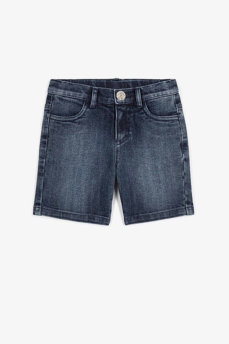 Monogram-embroidered denim shorts