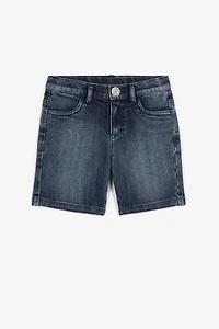 Monogram-embroidered denim shorts