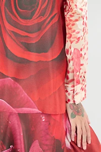 Shirt With Jaguar Skin And Rose Print