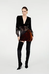 Black Mini Dress With Marine Print