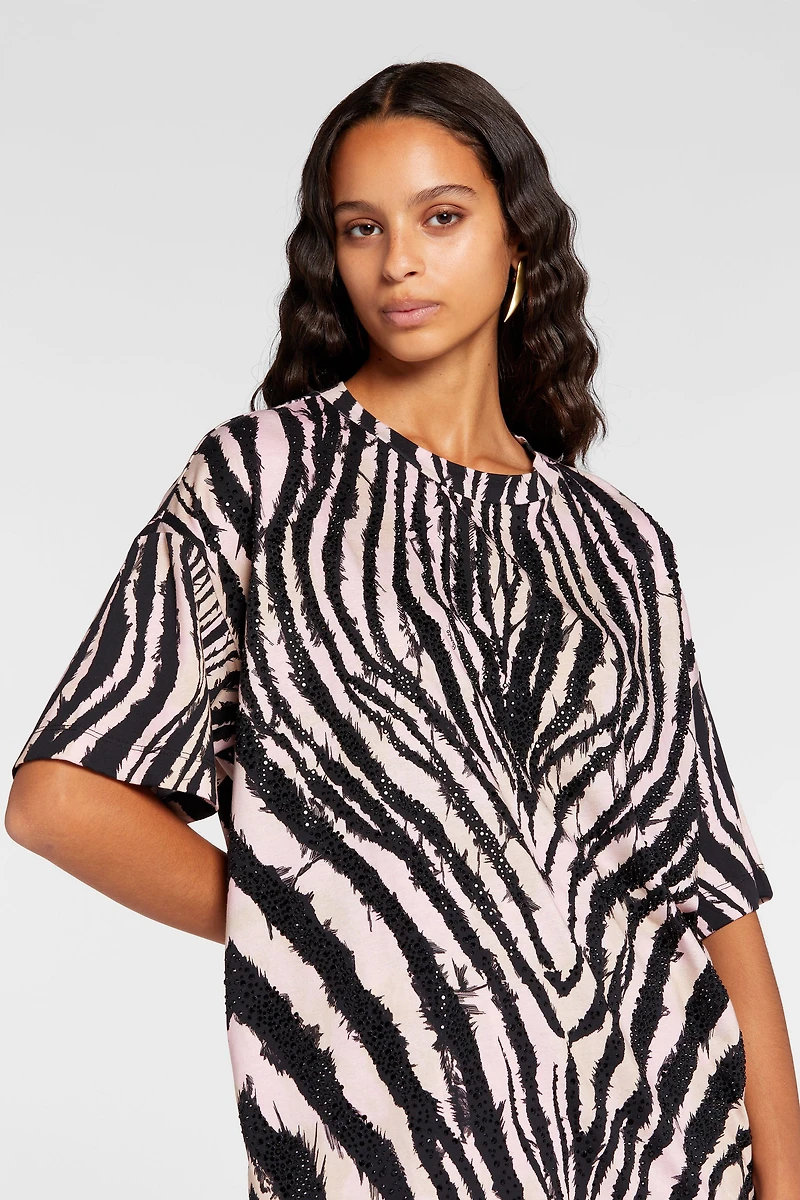 Crystal-Embellished Freedom-Print Cotton T-Shirt