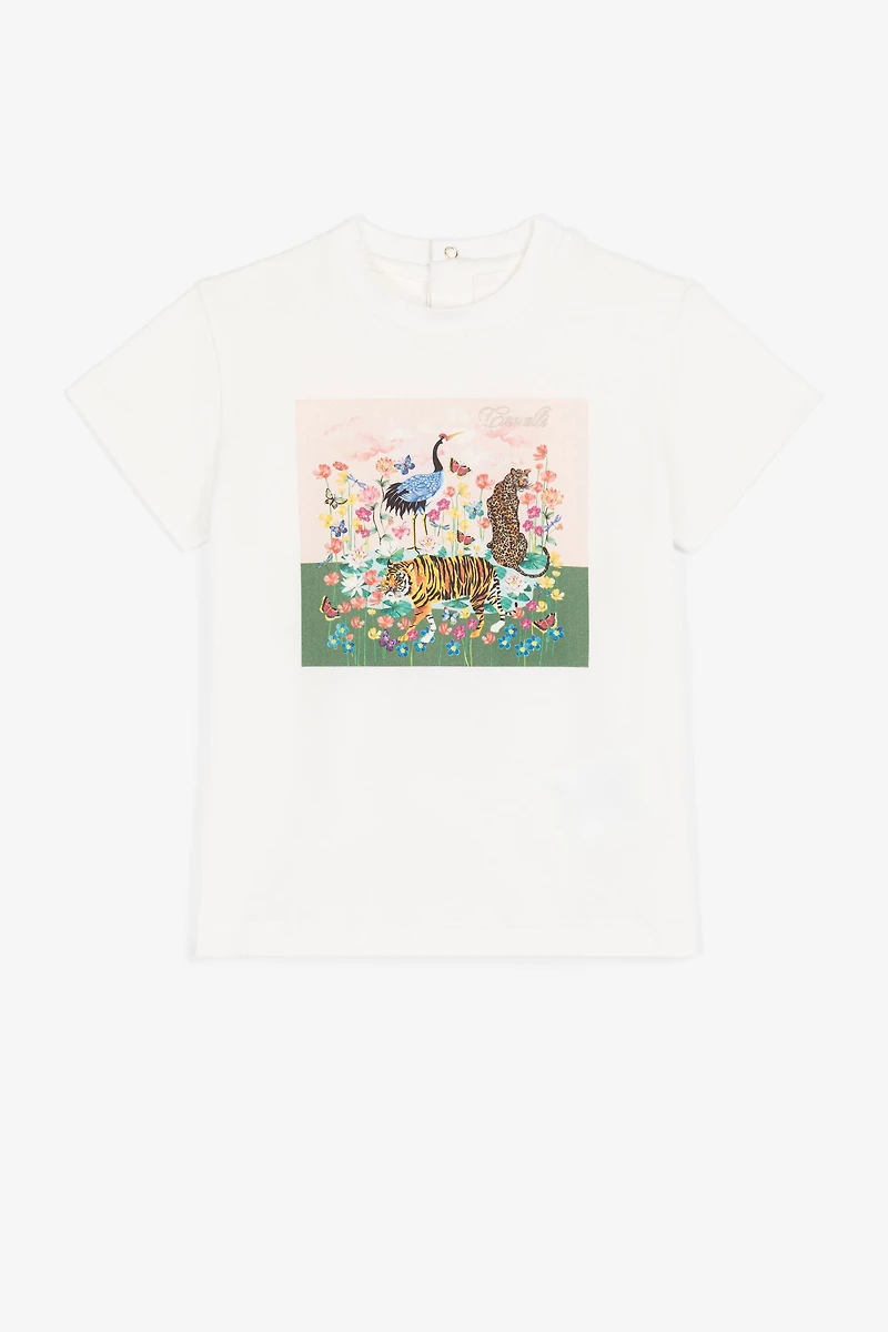 Wildlife And Flower-Print T-Shirt