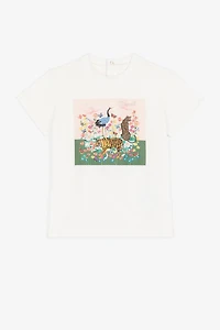 Wildlife And Flower-Print T-Shirt