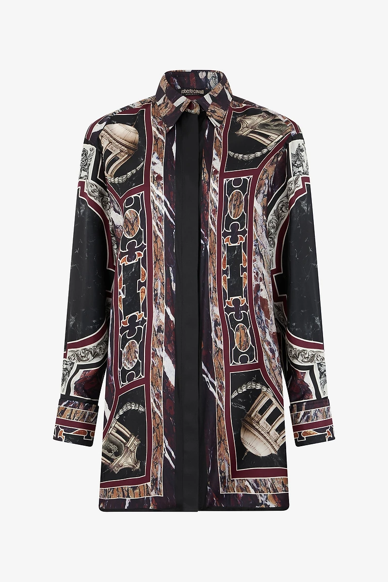 Shirt dress with Marble print