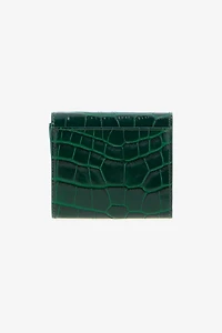 Green Croc-Embossed Leather Card Case