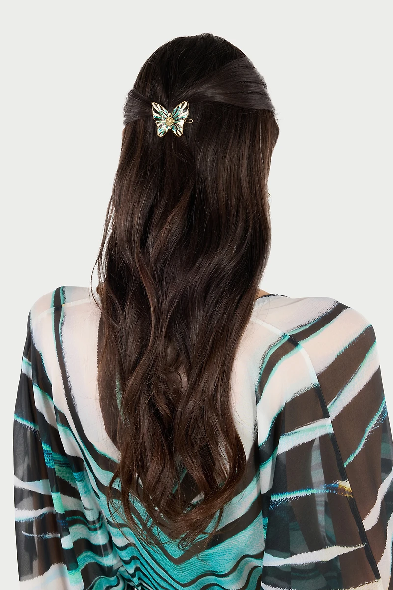 Ray Of Sea Print Butterfly Hair Clip