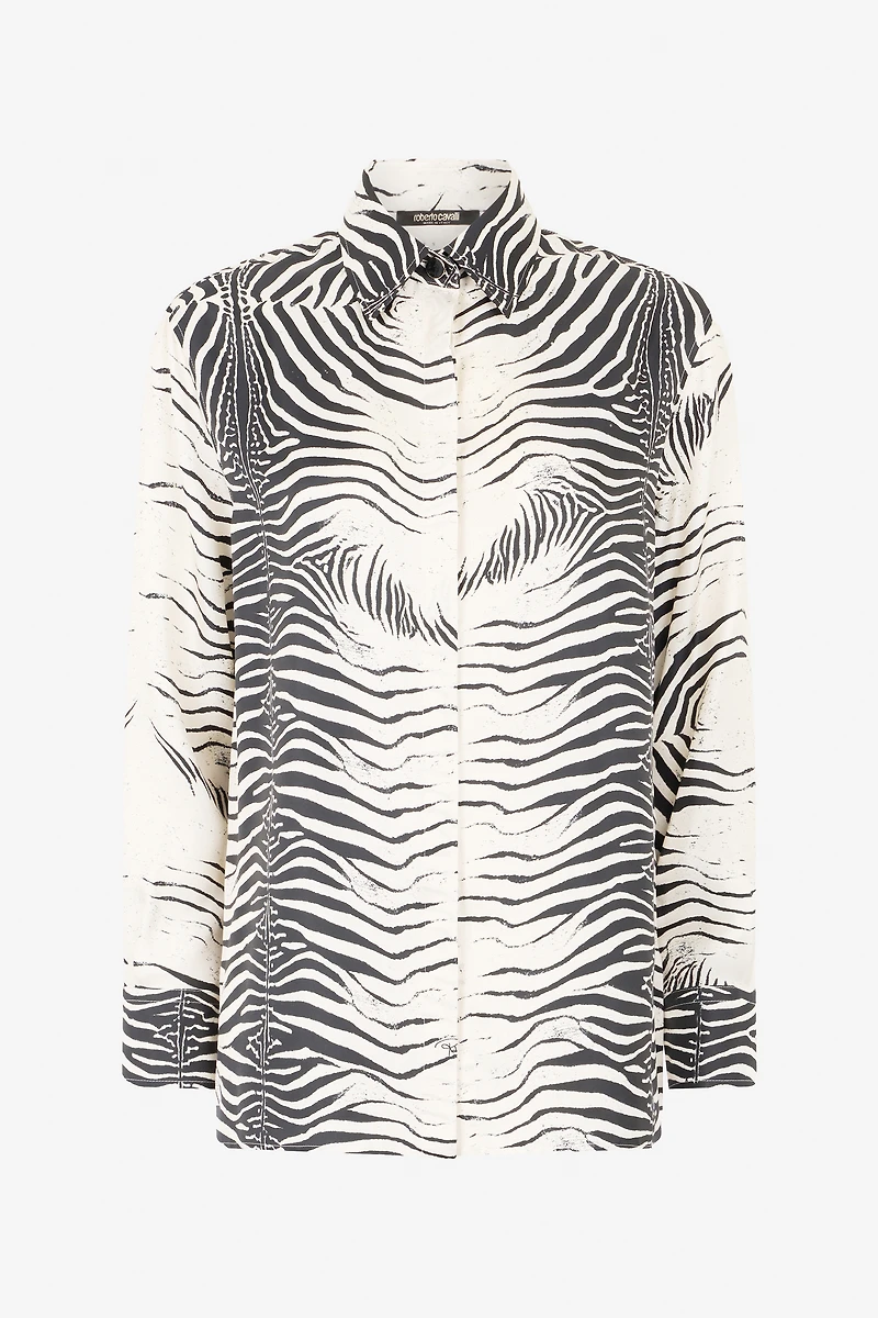 Zebra-Print Silk Shirt