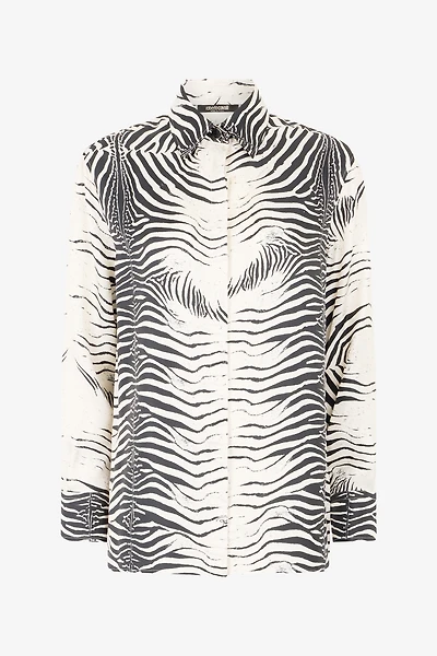 Zebra-Print Silk Shirt