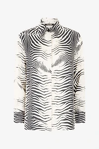 Zebra-Print Silk Shirt