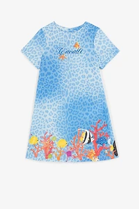 Sea-motif leopard-print dress