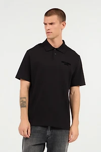 Black Polo With Embroidered Logo