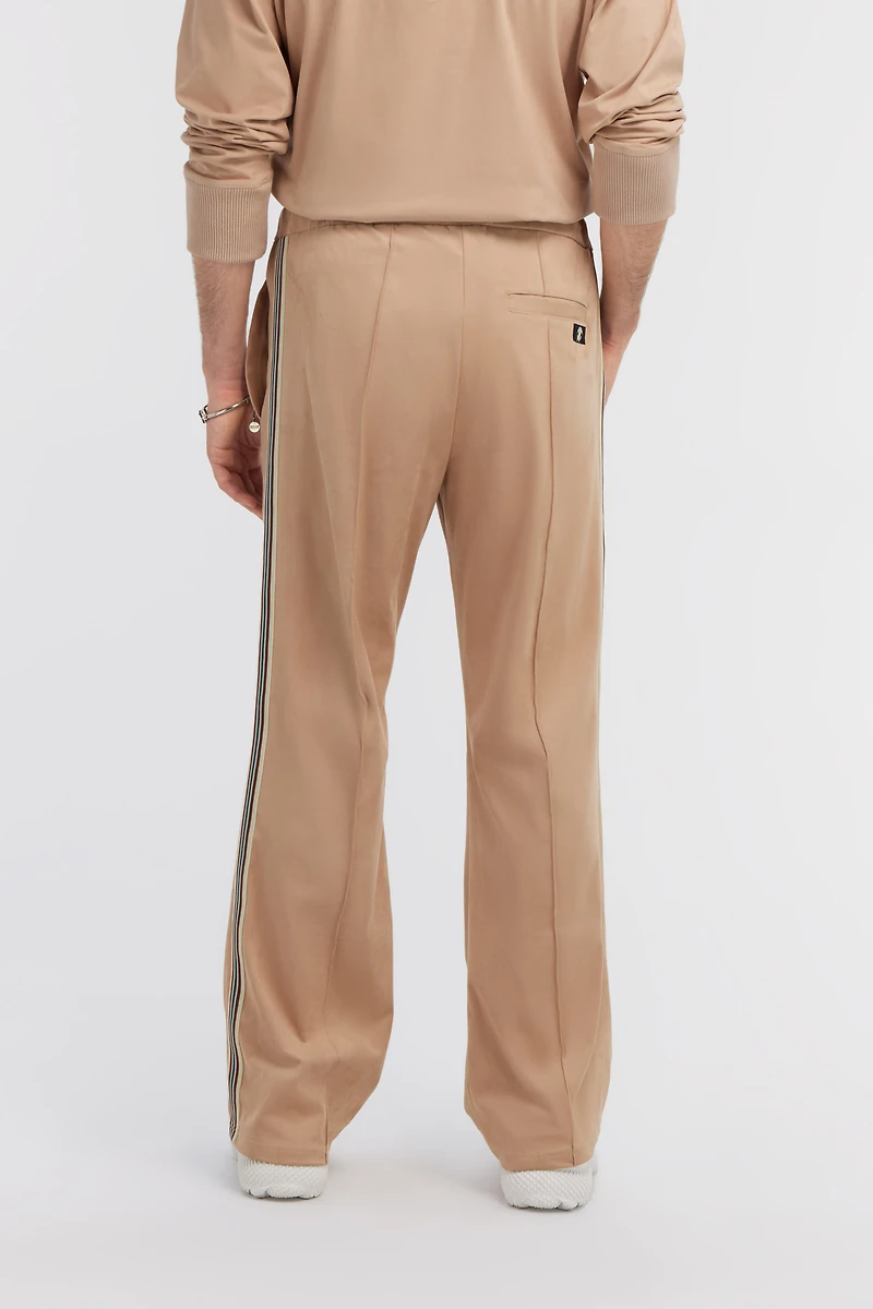 Beige Flared Trousers With Side Bands