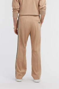 Beige Flared Trousers With Side Bands