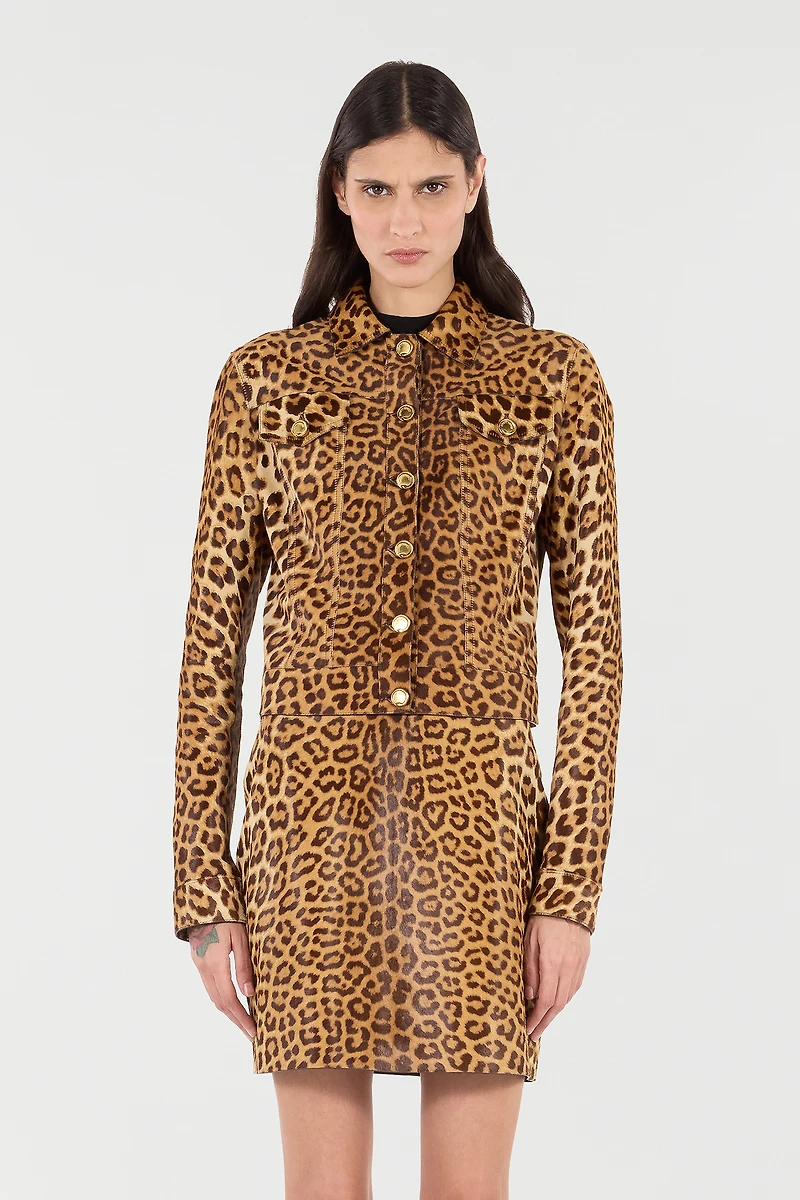 Leather Jacket With Leopard Skin Print