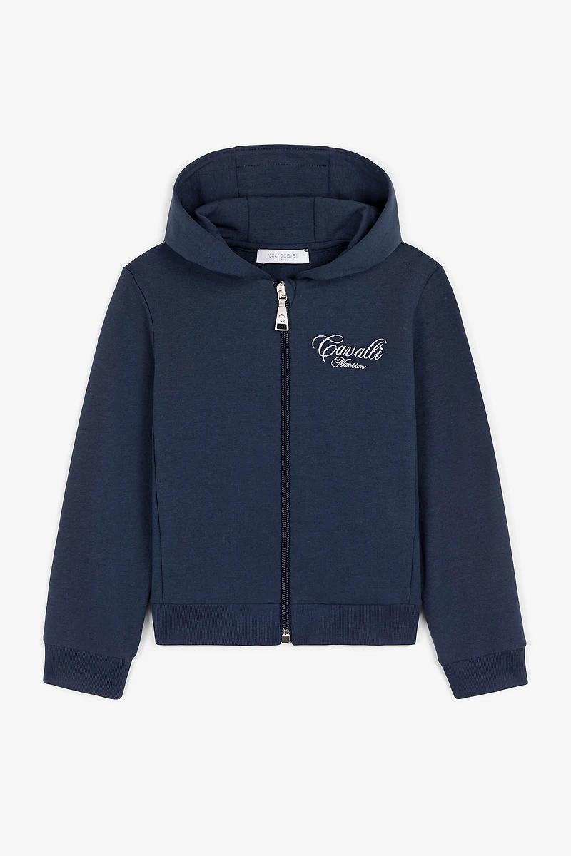 Logo-embroidered zipped hoodie