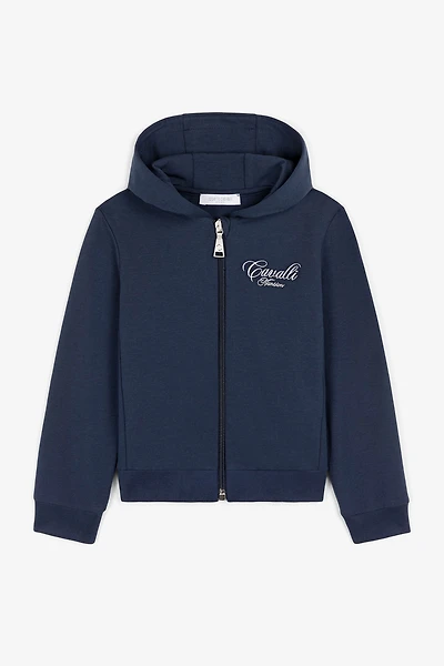 Logo-embroidered zipped hoodie