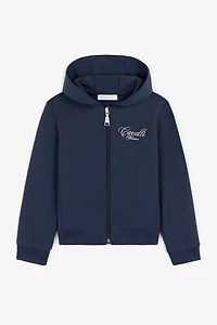 Logo-embroidered zipped hoodie