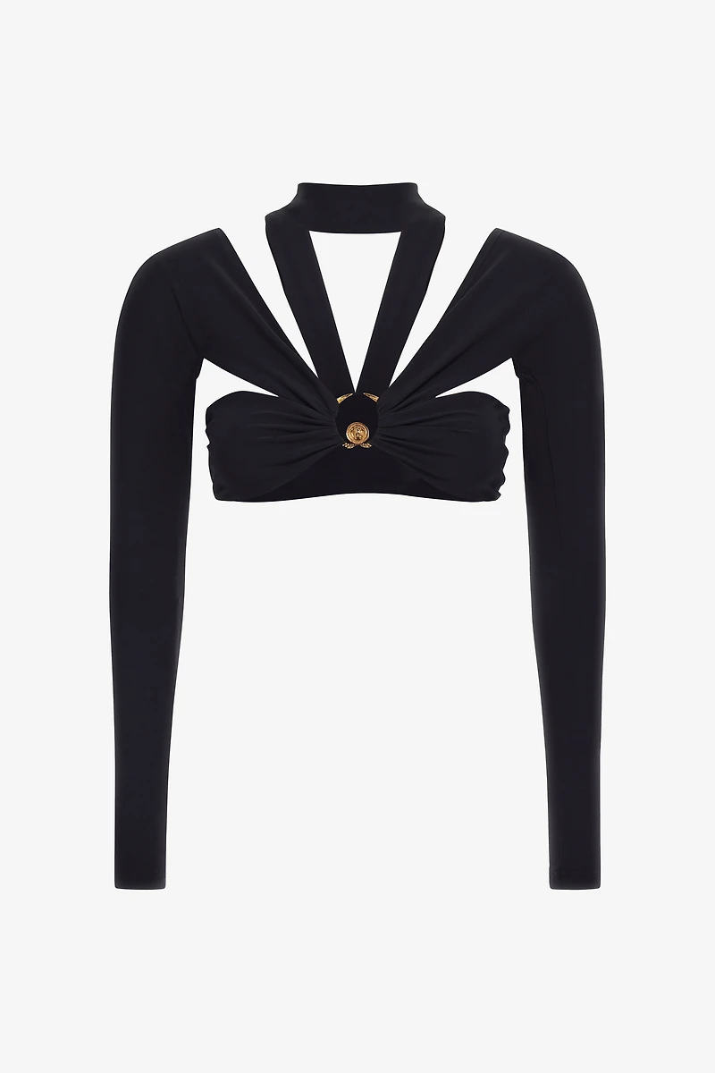 Cutout Long Sleeve Crop Top