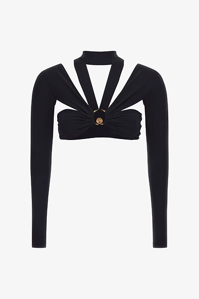 Cutout Long Sleeve Crop Top