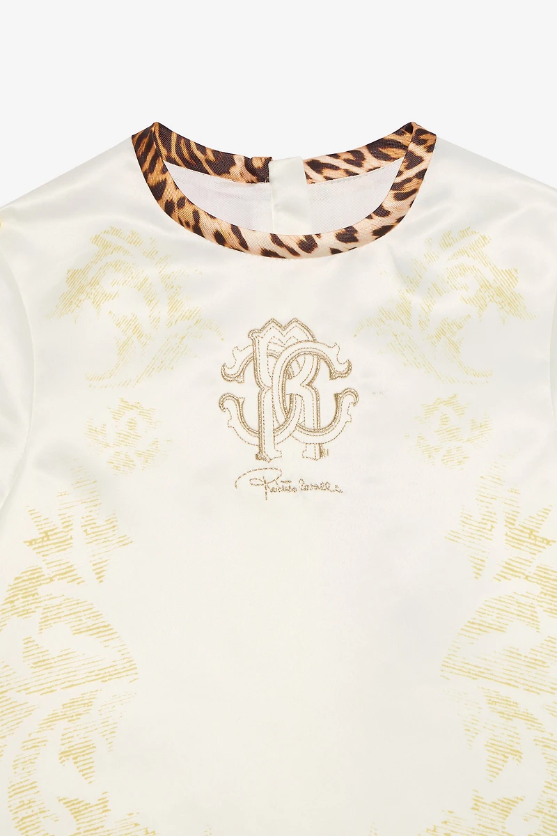 Milk White Dress with Jaguar Skin Inserts