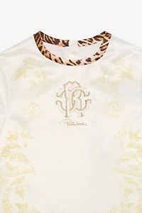 Milk White Dress with Jaguar Skin Inserts