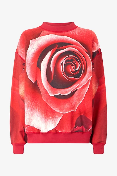 Sweatshirt With Maxi-Rose Print