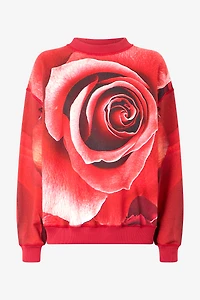 Sweatshirt With Maxi-Rose Print