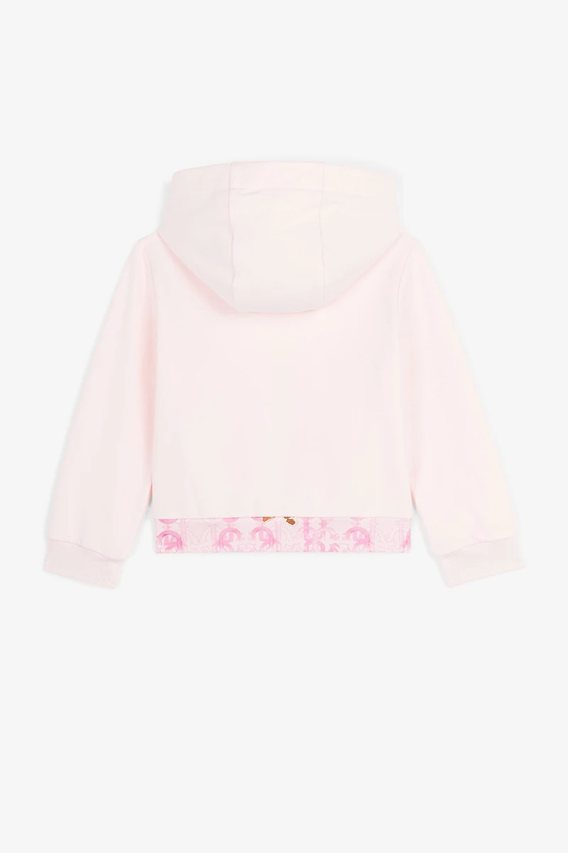 Monogram-embroidered zip-front hoodie