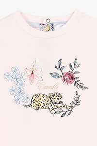 Jaguar And Flower-Print Cotton T-Shirt